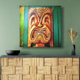 Tiki Time  Retro Hawaii Wood Tiki Gezicht Canvas Afdruk