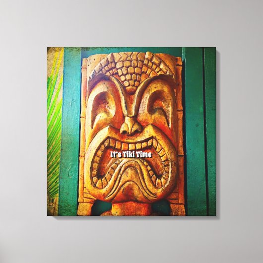 Tiki Time  Retro Hawaii Wood Tiki Gezicht Canvas Afdruk (Voorkant)