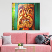 Tiki Time  Retro Hawaii Wood Tiki Gezicht Canvas Afdruk (Insitu (Woonkamer))
