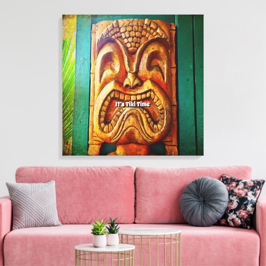 Tiki Time  Retro Hawaii Wood Tiki Gezicht Canvas Afdruk (Insitu (Woonkamer))