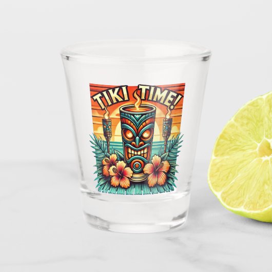 Tiki Time Shot Glass –  Tropisch Barware Glas (Voorkant)