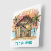 Tiki Time Tropical Beach Bar Surf & Zee Vierkante Klok (Hoek)