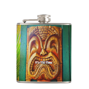 Tiki Time Tropical Cool Fun Fierce  Retro Heupfles