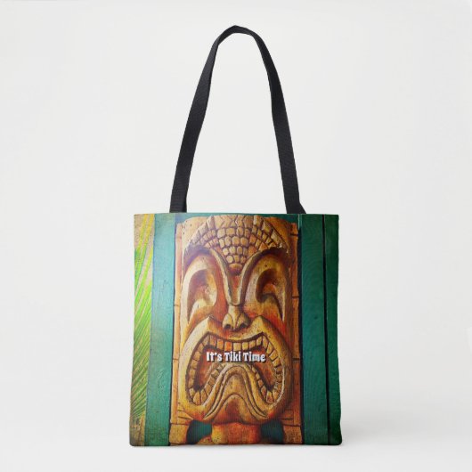 Tiki Time Tropical Fun Fierce Cool  Retro Tote Bag (Voorkant)