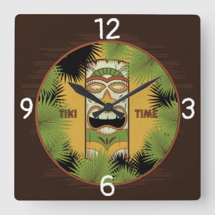 Tiki Time Vierkante Klok