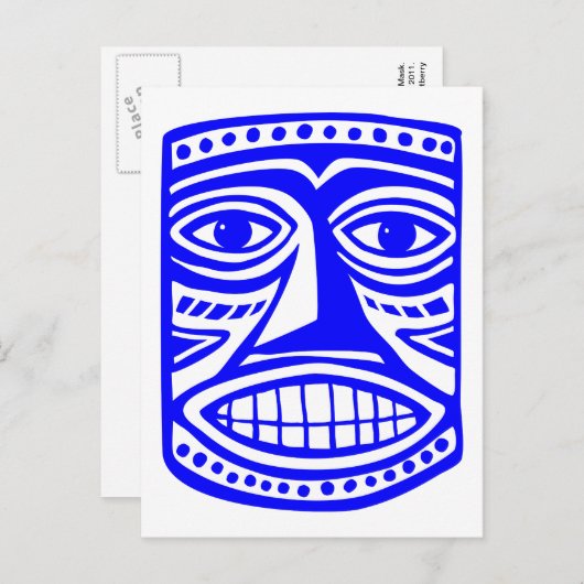 Tiki Toby - Blauw Briefkaart (Voorkant / Achterkant)
