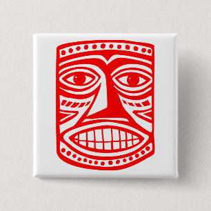 Tiki Toby - Red Vierkante Button 5,1 Cm