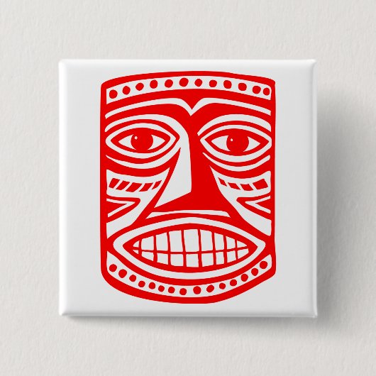 Tiki Toby - Red Vierkante Button 5,1 Cm (Voorkant)