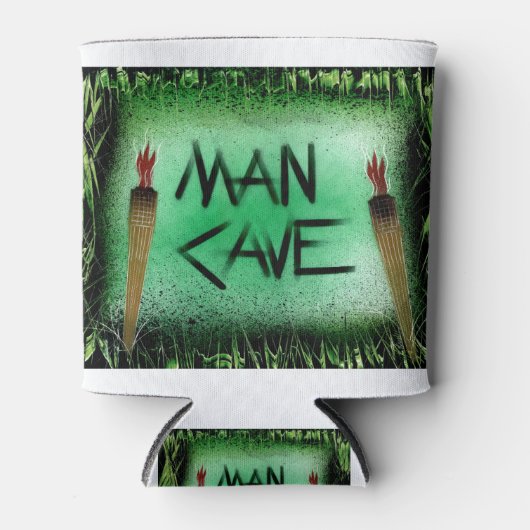 Tiki Torch Man Grot Groen Blikjeskoeler (Voorkant)