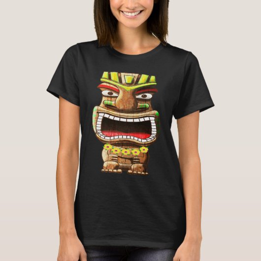 Tiki Totem Polynesian Hawaii Mythology T-shirt (Voorkant)
