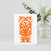 tiki totem warrior sinaasappel briefkaart (Staand voorkant)