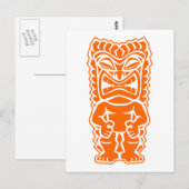 tiki totem warrior sinaasappel briefkaart (Voorkant / Achterkant)
