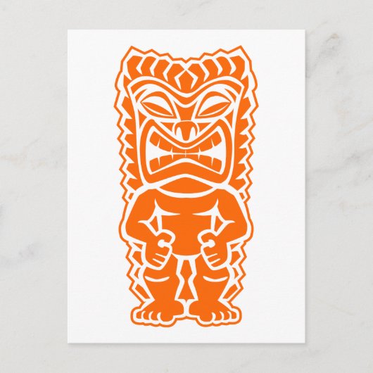 tiki totem warrior sinaasappel briefkaart (Voorkant)