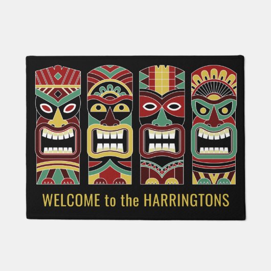 Tiki Totems aangepaste tekstdeurmat Deurmat (Voorkant)