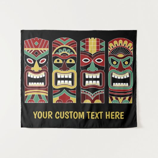 Tiki Totems aangepaste teksttapestry Wandkleed (Voorkant (horizontaal))