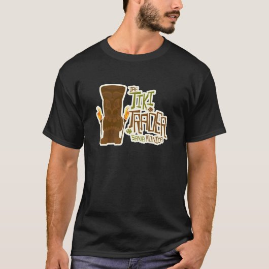 Tiki Trader Fun Tropical Restaurant Logo Design T-shirt (Voorkant)