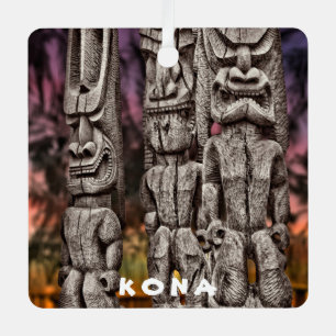 Tiki Tribal Council, 2-zijdige vierkant, Metalen Ornament