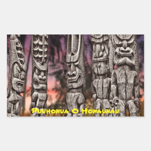Tiki Tribal Council, Big Island Hawaii Rechthoekige Sticker (Voorkant)