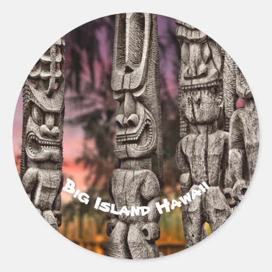 Tiki Tribal Council, Kona Hawaii Ronde Sticker (Voorkant)