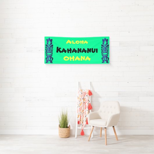 Tiki Tropical Hawaiian Aloha Ohana Familiereünie Spandoek (Insitu)