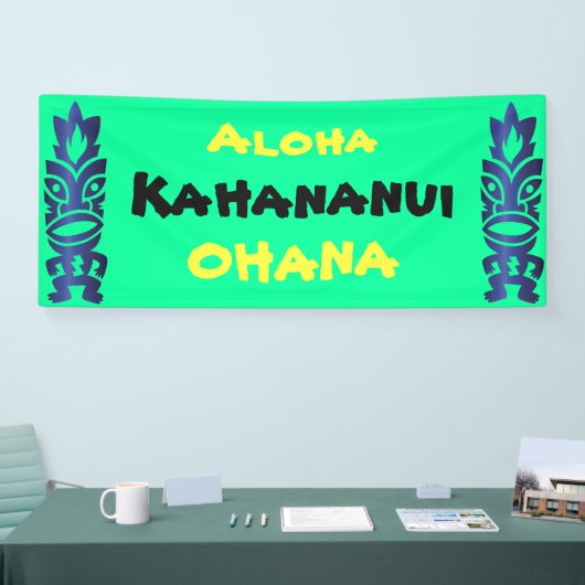 Tiki Tropical Hawaiian Aloha Ohana Familiereünie Spandoek (Beurs)