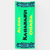Tiki Tropical Hawaiian Aloha Ohana Familiereünie Spandoek (Verticaal)