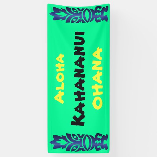 Tiki Tropical Hawaiian Aloha Ohana Familiereünie Spandoek (Verticaal)