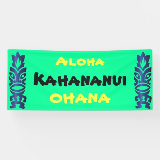 Tiki Tropical Hawaiian Aloha Ohana Familiereünie Spandoek (Horizontaal)