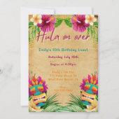 Tiki Tropical Hawaiian Luau Hula op Verjaardag Kaart (Voorkant)