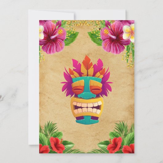 Tiki Tropical Hawaiian Luau Hula op Verjaardag Kaart (Achterkant)