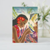 Tiki Tropical Lei Hawaiian Luau party INVITATON Kaart (Staand voorkant)