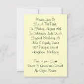 Tiki Tropical Lei Hawaiian Luau party INVITATON Kaart (Achterkant)