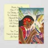 Tiki Tropical Lei Hawaiian Luau party INVITATON Kaart (Voorkant / Achterkant)
