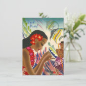 Tiki Tropical Lei Hawaiian Pool party INVITATON Kaart (Staand voorkant)