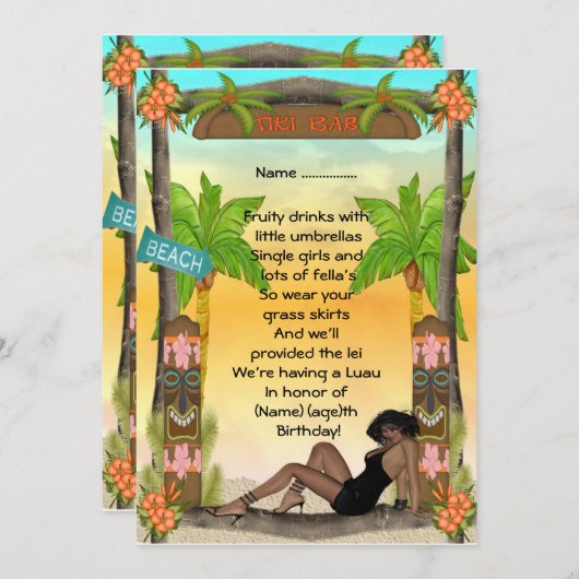 Tiki - Uitnodiging (Voorkant / Achterkant)