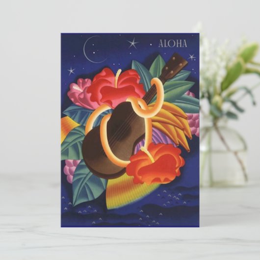 Tiki Ukulele Hawaiian Uitnodiging voor Tropische N (Staand voorkant)