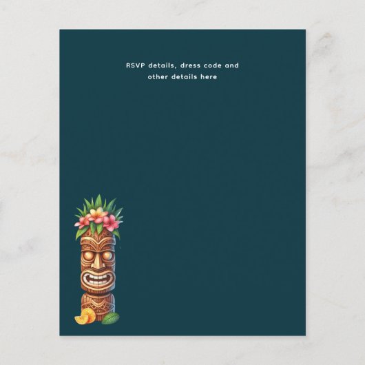 TIKI VERJAARDAG Tropisch Luau Hawaiaans Feest (Achterkant)