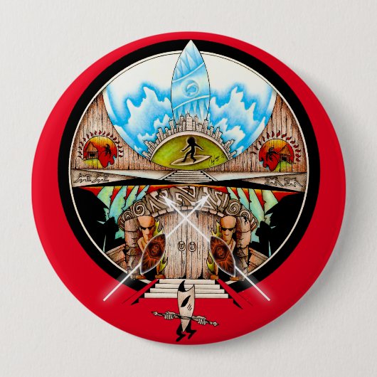 Tiki Village Ronde Button 4,0 Cm (Voorkant)