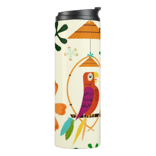 Tiki Vogels Modern Vintage Retro Whimsisch Thermosbeker