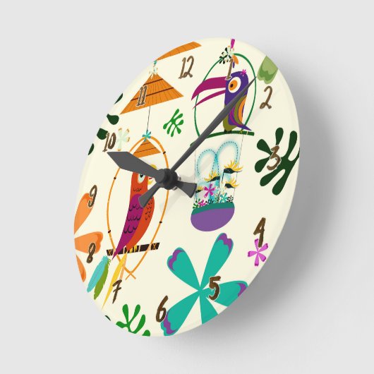 Tiki Vogels Tropical Custom Ronde Klok (Hoek)