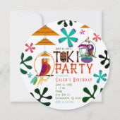 Tiki Vogels Verjaardagsfeestje Vintage Luau Uitnod Kaart (Voorkant)