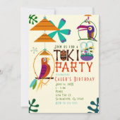 Tiki Vogels Verjaardagsfeestje Vintage Luau Uitnod Kaart (Voorkant)