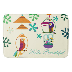 Tiki Vogels Verjaardagsfeestje Vintage Retro Aange Badmat