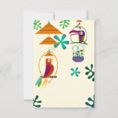 Tiki Vogels Vintage Retro Tropische Kunst Tafelnum Kaart (Achterkant)