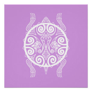 Tiki Warrior Turtle Tattoo Poster