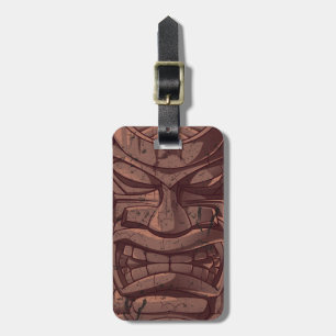 Tiki Wooden Statue Totem Sculpture Bagagelabel