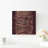 Tiki Wooden Totem Statute Wall Clock Vierkante Klok (Huis)