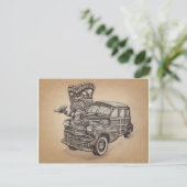 Tiki Woodie Briefkaart (Staand voorkant)