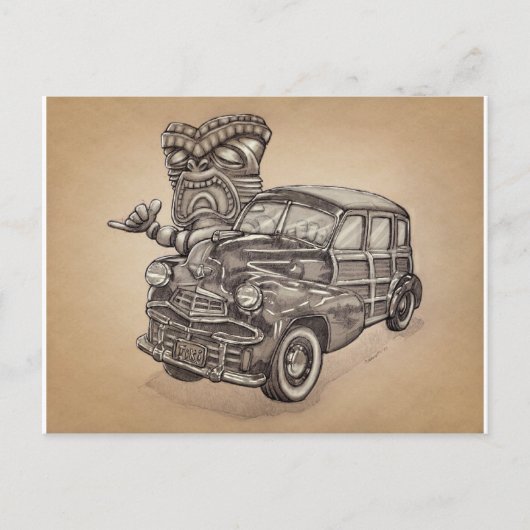 Tiki Woodie Briefkaart (Voorkant)
