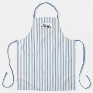 Tikkende Streep Vintage Boerderij Blauw Schort